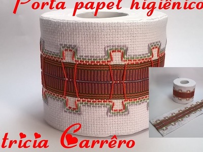 Porta papel higiênico bordado vagonite e aplicação de fita \ Diy hand embroidery