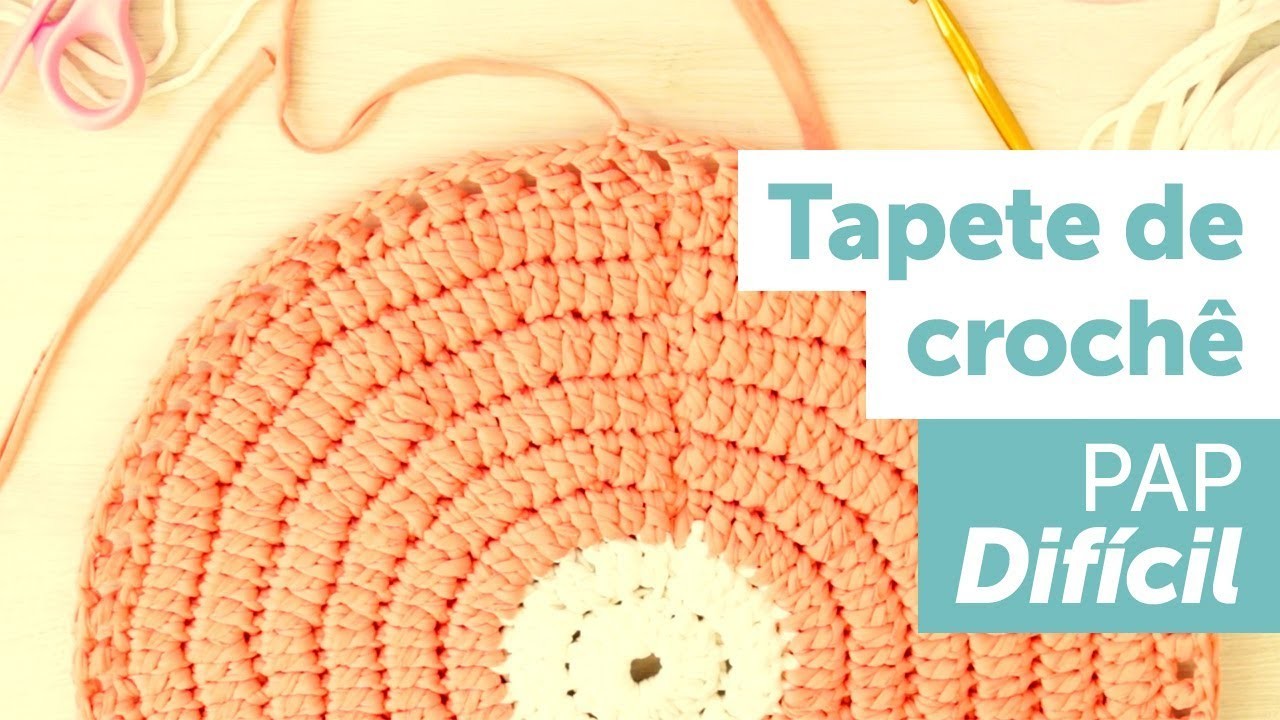 Faça você mesmo tapete redondo de crochê em fio de malha - PAP Difícil