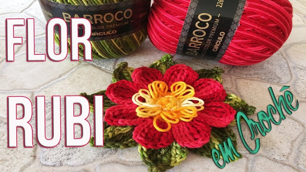 Flor Rubi Premium em Crochê por Neila Dalla Costa