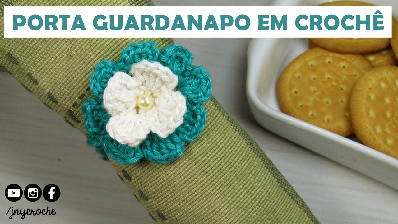 Porta guardanapo de crochê para casamento com flor | SUPER FÁCIL - JNY Crochê