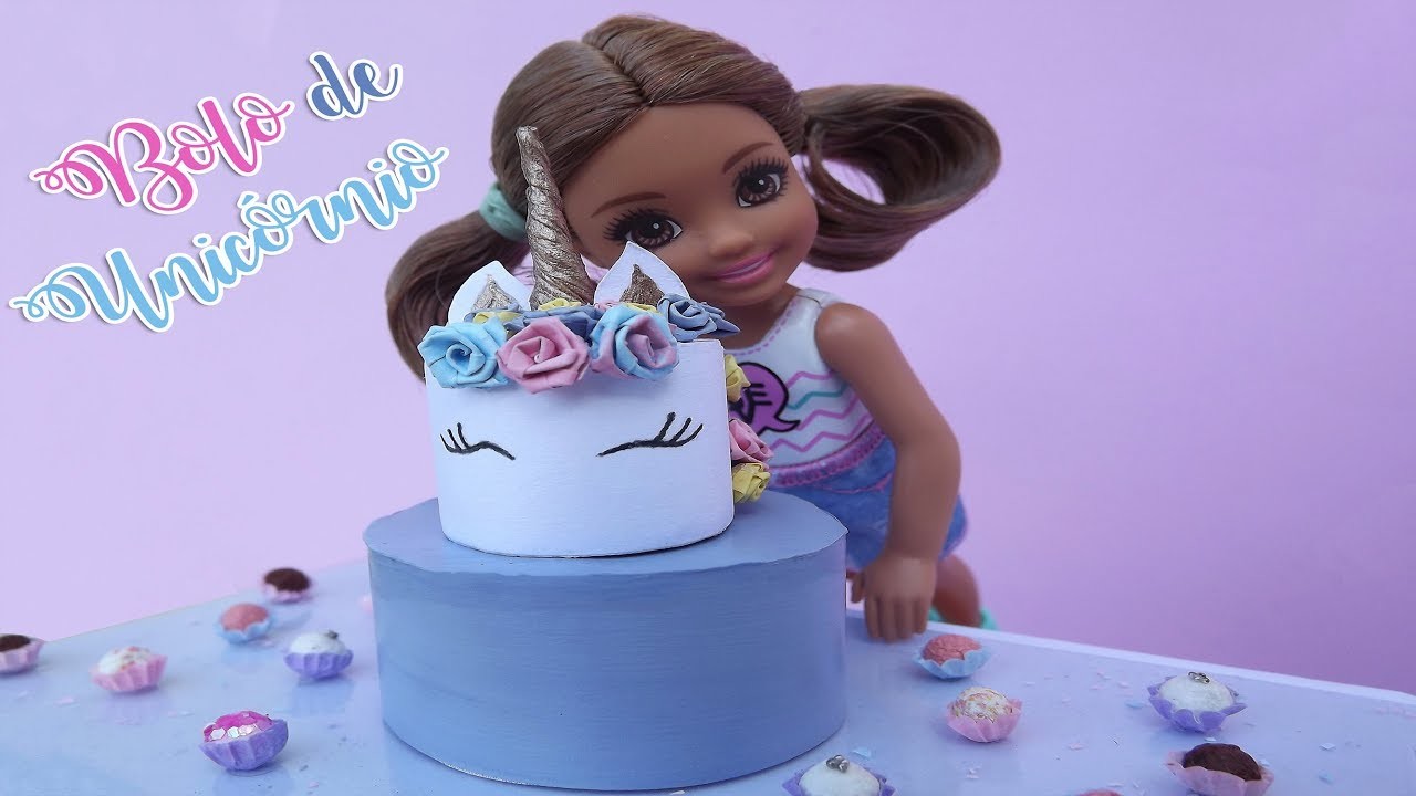Bolo de Unicórnio | Como fazer Bolo para Boneca Barbie | Bolo de papel