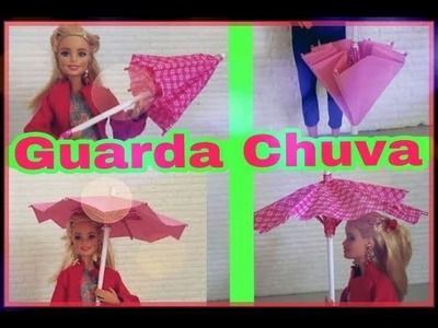 Como fazer com papel  uma miniatura de guarda chuva para Barbie, Ever After High e  outras bonecas