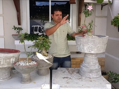 Como fazer vaso de cimento taça grande, mais fácil, jarro passo a passo, Concrete cup vase