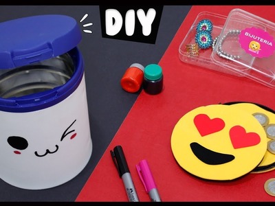 DIYs DO LIXO AO LUXO | Lixeira Kawaii, Porta Moedas Emoji e Organizador Biju