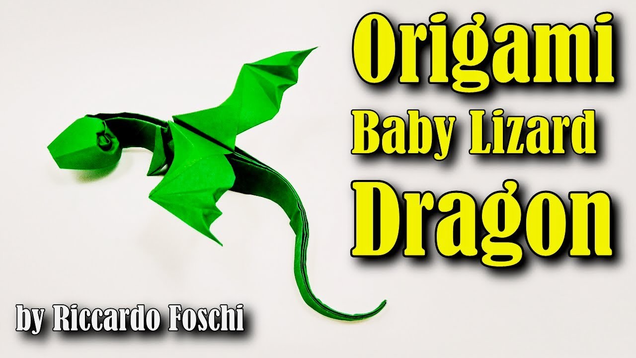 Dragão de Origami fácil (Bebê Lagarto de dragão por Riccardo Foschi)| Cómo hacer bebé lagarto dragón