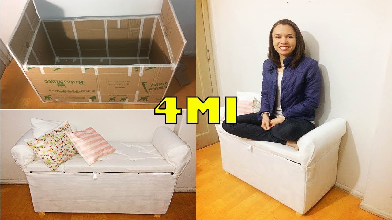[ENG SUB] DIY Mini sofá.sapateira de PAPELÃO | Polly Peçanha