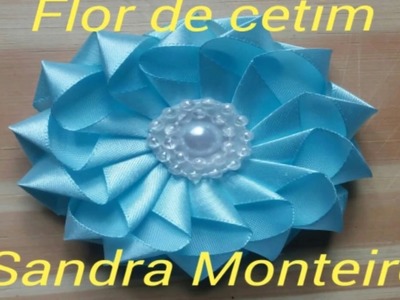 Flor  de cetim com pétalas individuais, passo a passo, Sandra Monteiro