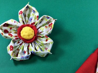 Flor de fuxico com 5 pontas - Flor de tecido - PAP