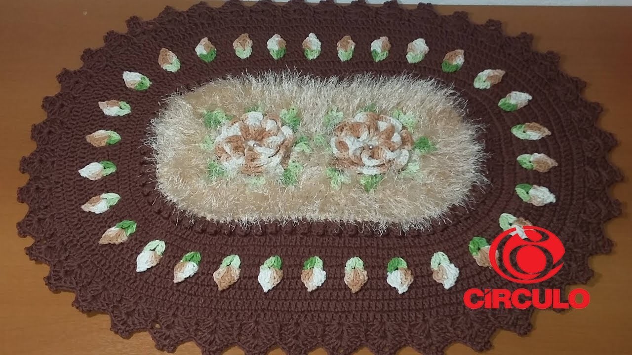 Jogo de Banheiro Tapete de Crochê Delicado   Botões de Rosas  2.2 (Fim)