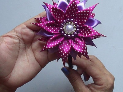 Tiara com flor em cetim ( modelo girassol )
