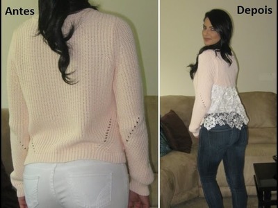 Sweater customizado com renda by Customização & Cia