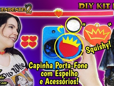 DIY Disney DESCENDENTES 2 ???? Como Fazer Kit EVIE com Capinha Porta-Fone e Espelho + Acessórios