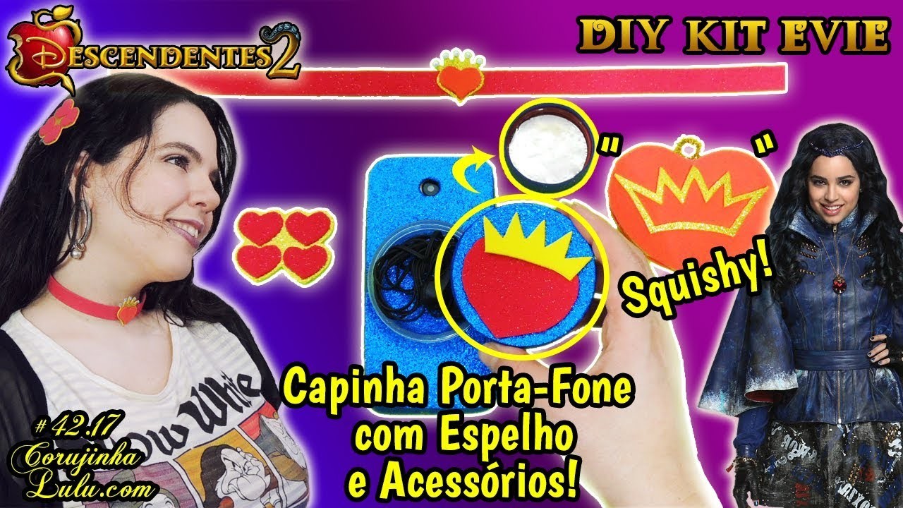 DIY Disney DESCENDENTES 2 ???? Como Fazer Kit EVIE com Capinha Porta-Fone e Espelho + Acessórios