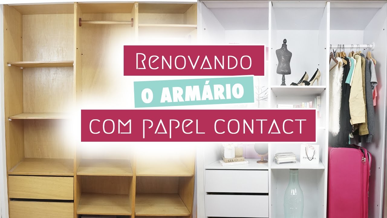 Renovando o armário com papel contact | #ProjetoQuartoNovo