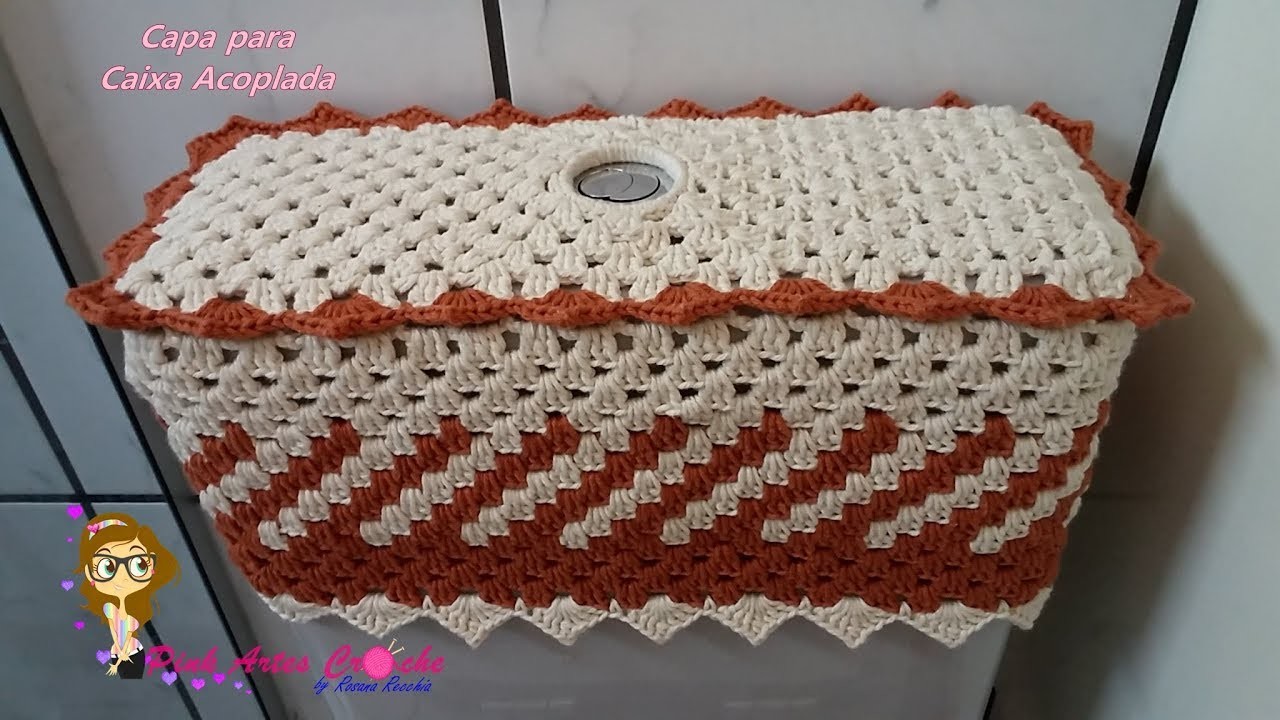 ????# Capa  Caixa Acoplada em Fio Conduzido - Pink Artes Croche by Rosana Recchia