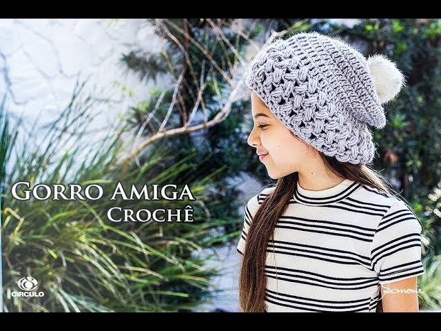 Gorro de Crochê Amiga Puff Trançado - Professora Simone Eleotério