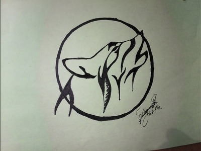 How to draw a wolf howling to Tattoo, Como dibujar un lobo aullando para hacer tatu