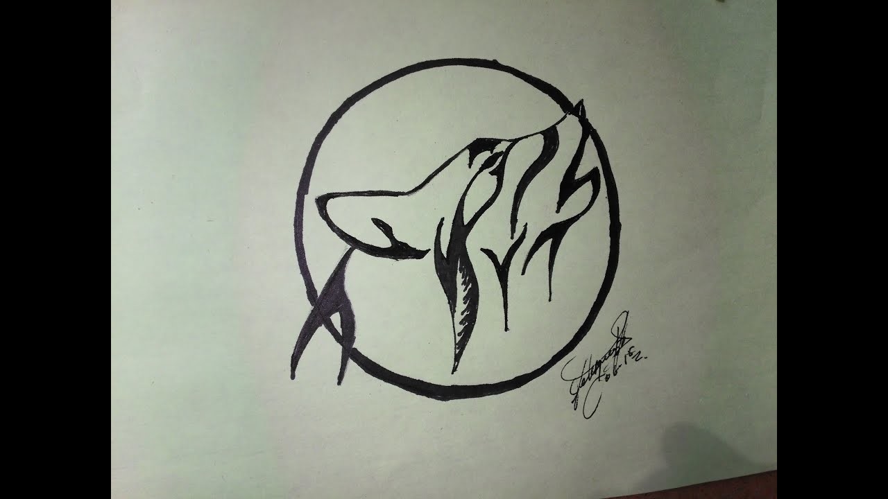 How to draw a wolf howling to Tattoo, Como dibujar un lobo aullando para hacer tatu