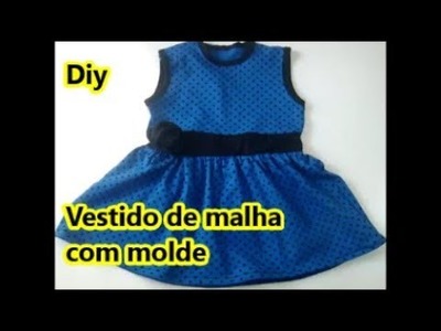 Vestido infantil de malha com molde - DIY