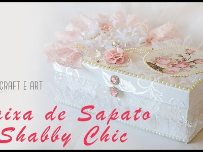 CAIXA DE SAPATO FORRADA TECIDO ESTILO SHABBY CHIC #1 :: CRAFT E ART