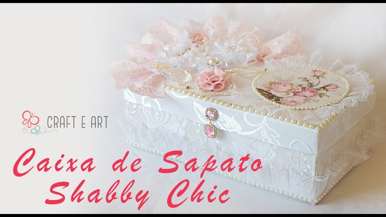 CAIXA DE SAPATO FORRADA TECIDO ESTILO SHABBY CHIC #1 :: CRAFT E ART