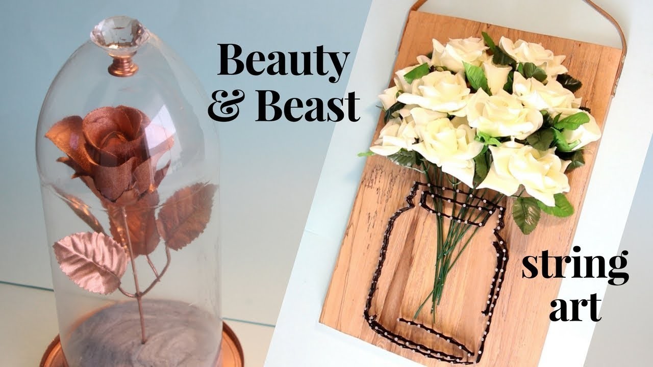 DIY STRING ART e Rosa de A Bela e a Fera | Beauty& Beast