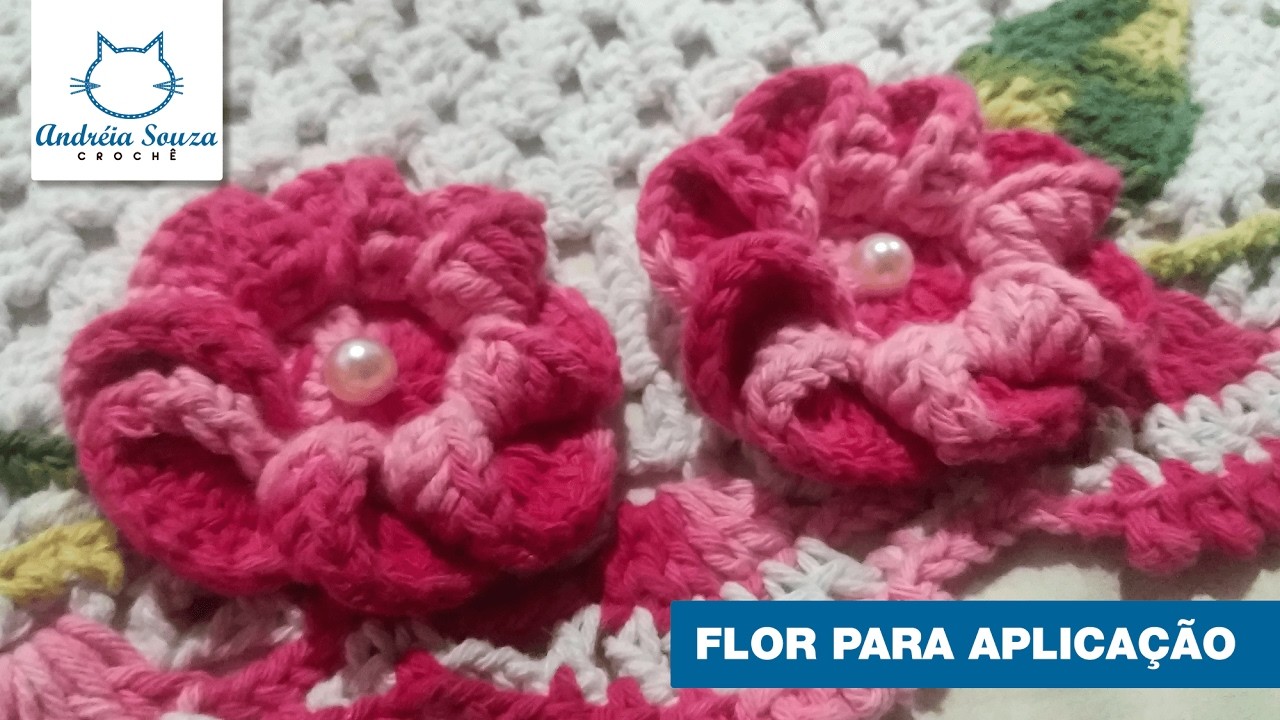 Flor para aplicação | Flor de Crochê | Flor Simples | Passo a passo | Andréia Souza Crochê