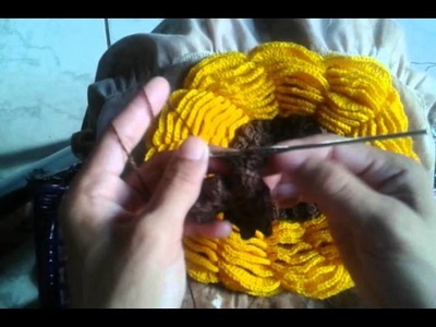 Miolo da flor girassol em croche 2