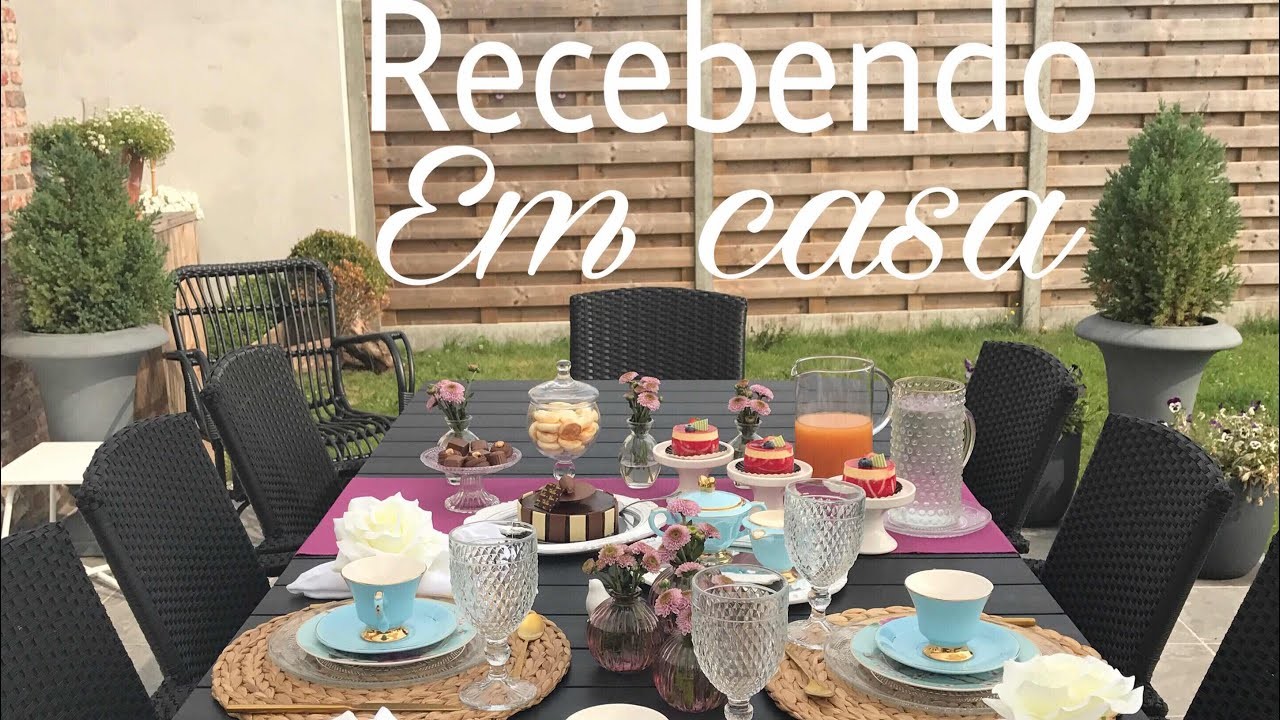 Recebendo amigas em casa - mesa posta no jardim (Bélgica )