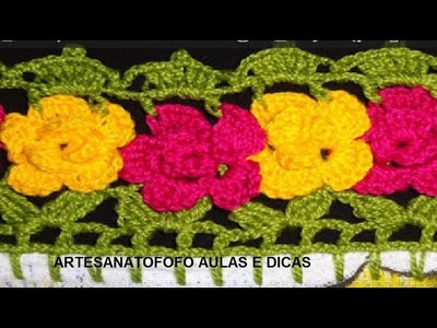 Barrado em crochê de flores #CANHOTO - CROCHÊ 14 #bicoemcroche #bicoemcrocheflores