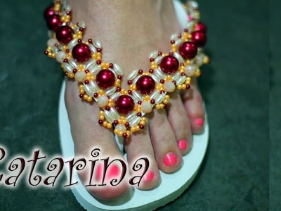 Chinelo decorado: manta de arrozinho, cristais e pérolas