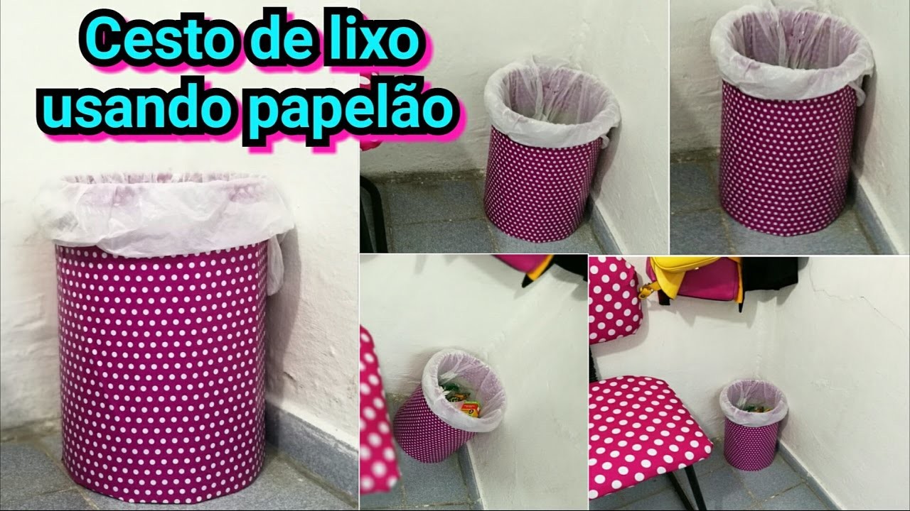 Como fazer Cesto de lixo de papelao por janaina pauferro