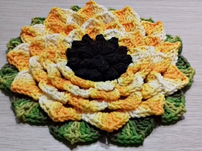 Mega Flor Girassol de Crochê