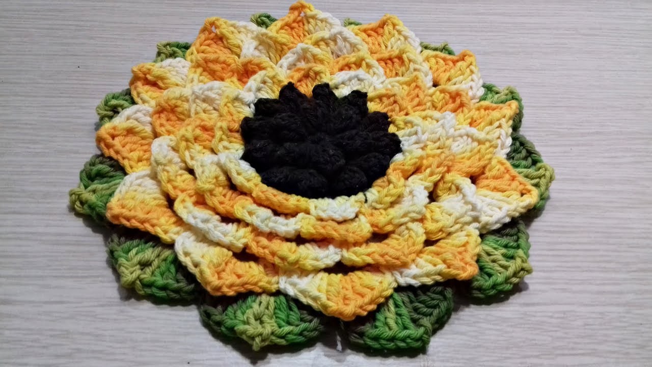 Mega Flor Girassol de Crochê
