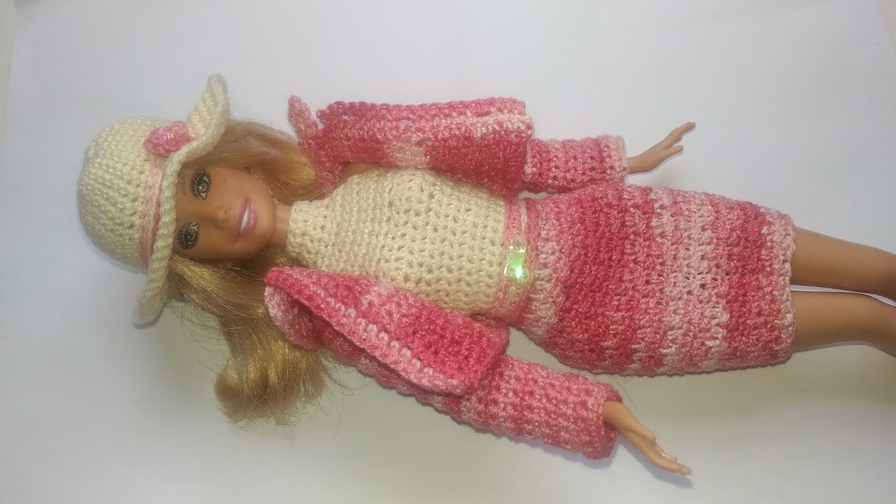 Roupa de crochê para boneca Barbie, doll  silkstone, doll monster high, fashion royalty Modelo Me01
