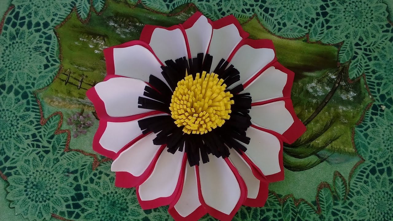 DIY flor  Japonesa  de   E.VA  sem frisador. para aplique    em painel  ou  onde você desejar