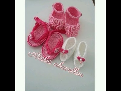 Sapatinhos de croche baby rosas