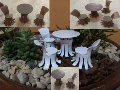 DIY Jogo de Mesa e Cadeira para Mini Jardim