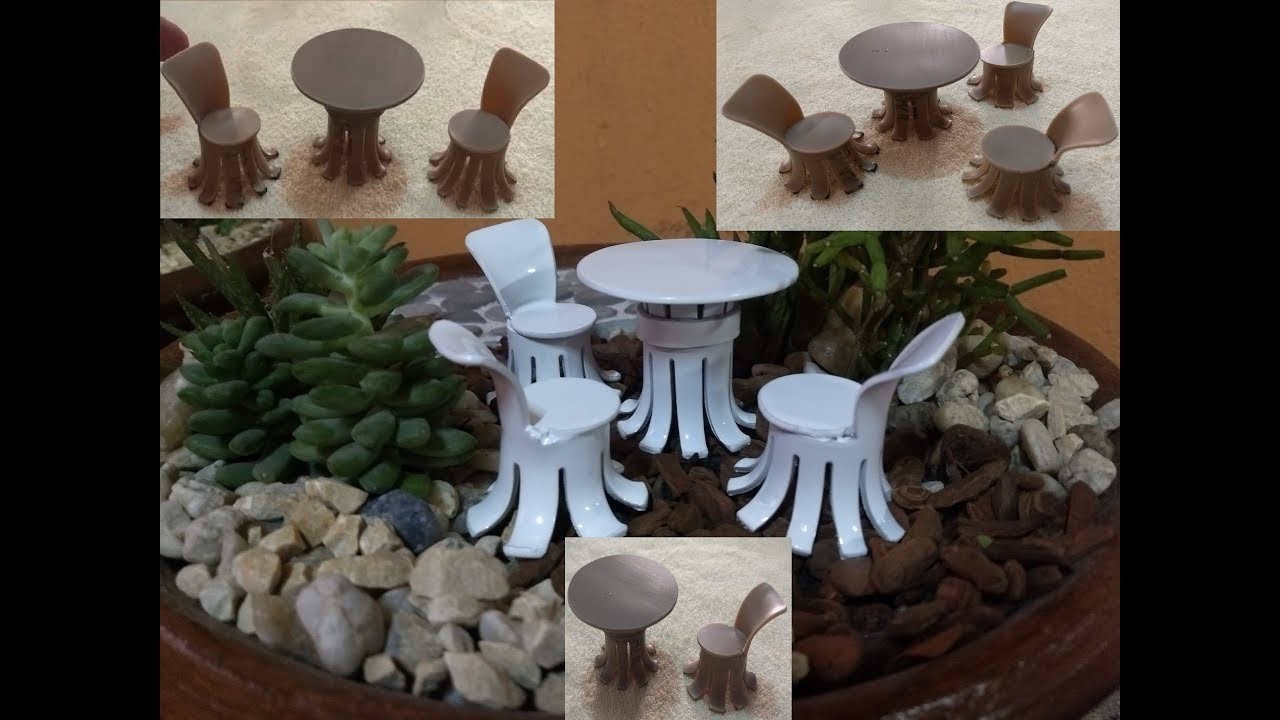 DIY Jogo de Mesa e Cadeira para Mini Jardim