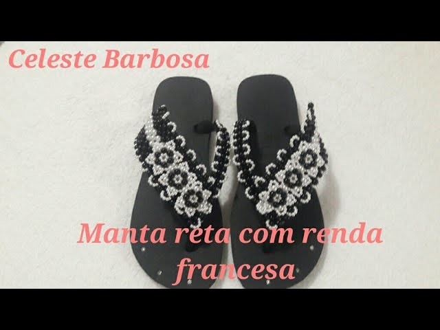 Manta reta com renda francesa