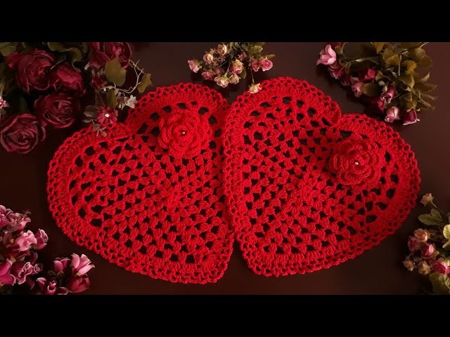 SOUSPLAT CORAÇÃO DE CROCHE "Coração" #ElizabethAtelierCroche #croche #sousplatdecroche
