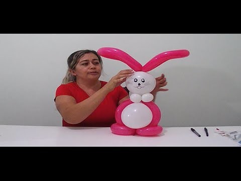 Coelho feito de balões - rabbits with balloon