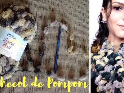 Como fazer Cachecol de Pompom em crochê (iniciantes) | Luciana Queiróz