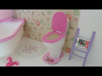 Como fazer Vaso Sanitário com Tampo automático para Casa da Barbie - Toilet with Automatic Top