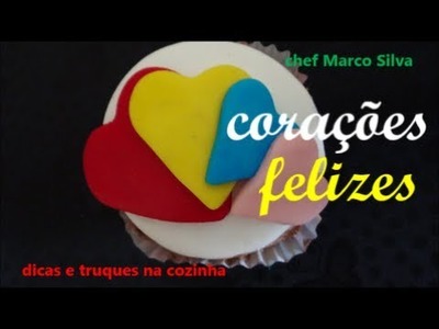 Decoração de cupcake corações felizes( canal chantilly com chocolate)