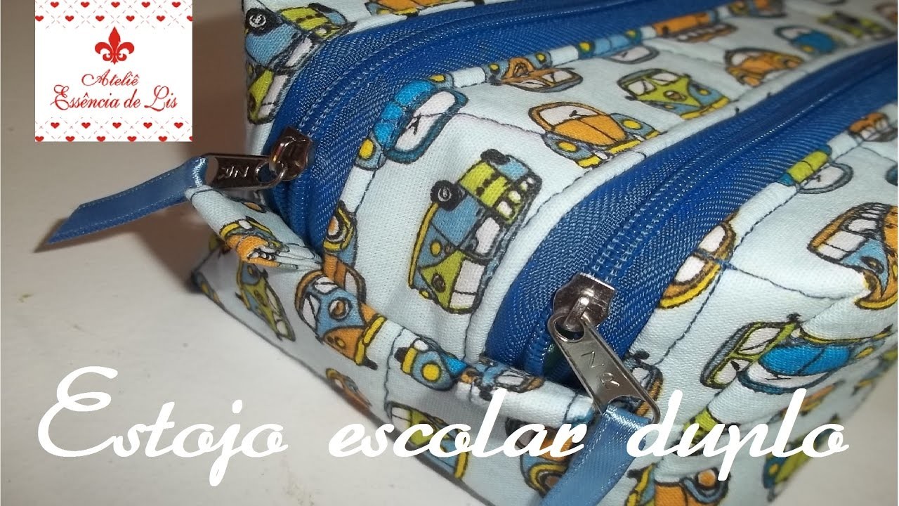 PAP - Estojo escolar duplo zíper - Ateliê Essência de Lis