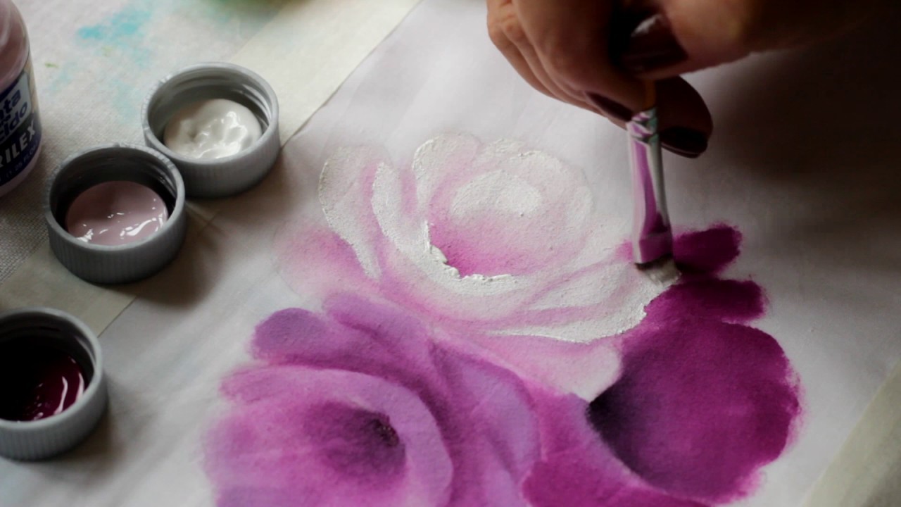 Pintura em tecido - Rosas, cores novas acrilex.