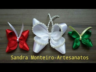 Como fazer borboleta de cetim, diy feita com fita de cetim, Sandra Monteiro