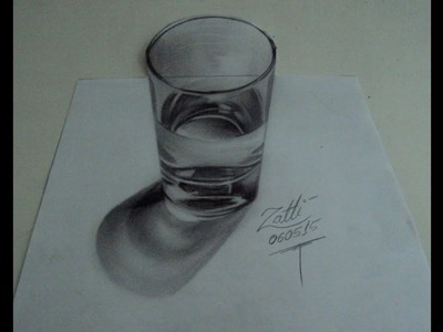 Desenho em 3D copo com água