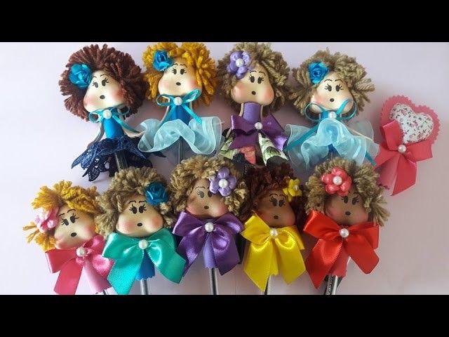 DIY- Ponteira de lápis boneca EVA